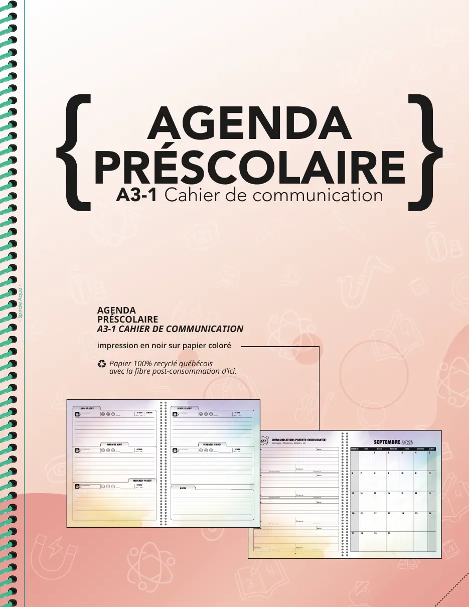Agenda préscolaire A3-1
